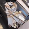 100% Pure Cashmere Scarf Female Winter Warm Cashmere Shawl Checkerboard Grain Design Couple Accessory Premium Windproof Scarf