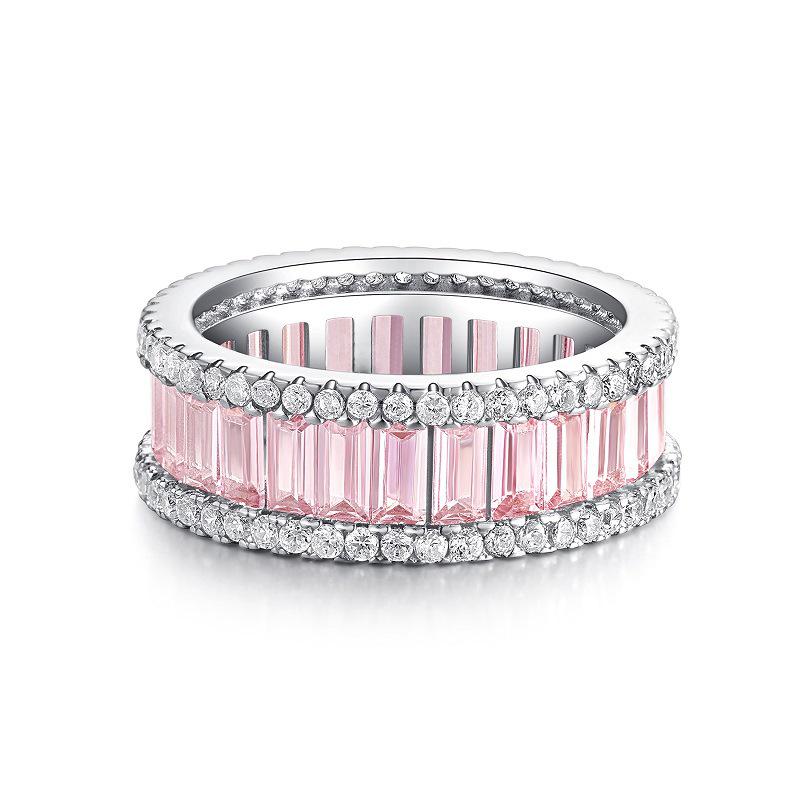 

2023 Женское кольцо вечности из стерлингового серебра 925 пробы с белым и розовым цирконом Size 5