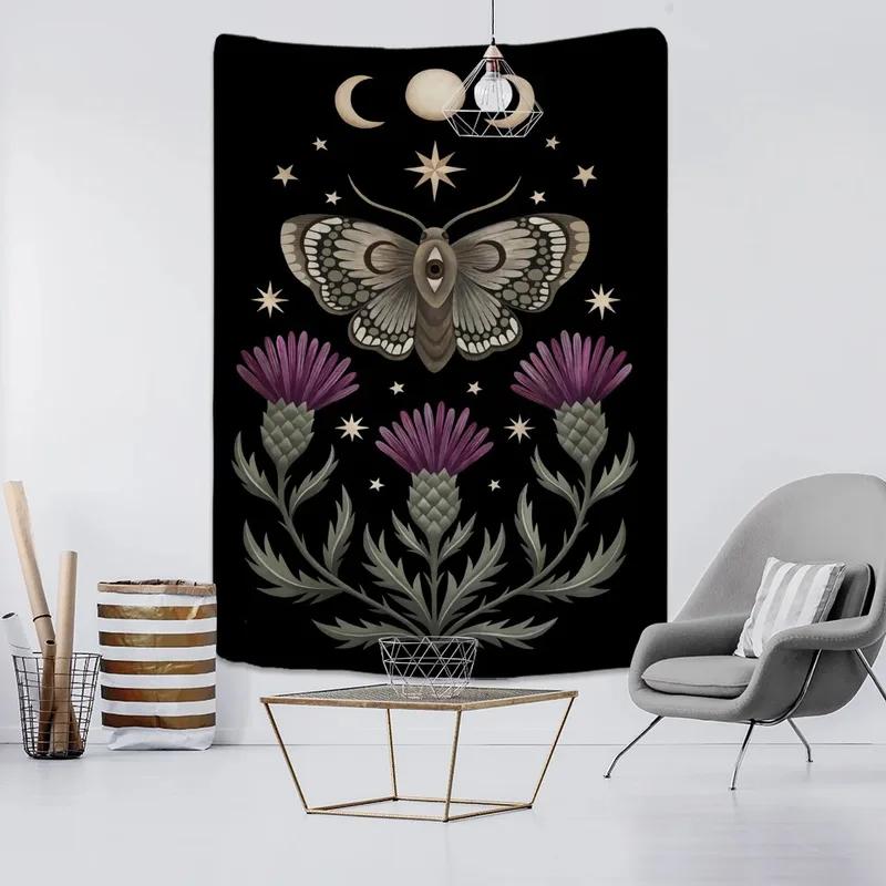 Butterfly Bee and Flowers Tapestry Office Living Room Decoration Home Wall Tapestry