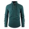 Men's Medieval Pirate Dress Stylish Streetwear Halloween Gothic Style V-neck Tops Solid Color Cotton Linen Breathable T-shirt