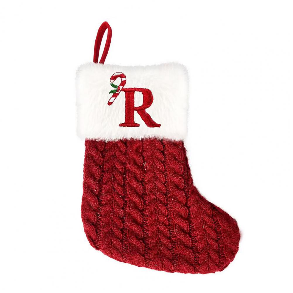 Christmas Stockings Decorative Letter Knitted Sock Hanging Decoration Easy to Hang Festive Christmas Tree Decor
