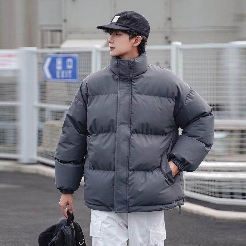 Unifarbene Daunenbaumwollkleidung Herren Herbst und Winter verdickt neue Baumwollkleidung trendige Marke locker Jungen Brotkleidung Jacke