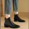 New autumn and winter soft leather Martin boots pointed low thick heel single boots retro short boots women