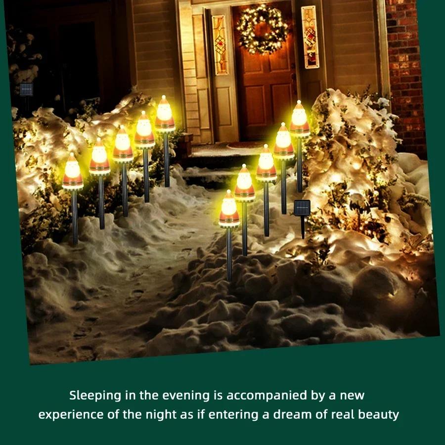 Christmas Solar LED Lights Santa Claus Tree Garden Decoration Waterproof Light Outdoor Post Lamp Lawn Landscape Led Solar Light
