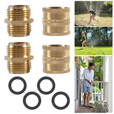 Adattatore per Tubo da Giardino, Maschio a Maschio, Femmina a Femmina, Connettore in Ottone da 3/4 di Pollice, Confezione da 2/4 con Guarnizioni