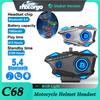 JYD-C68 Motorcycle Helmet Headset Bluetooth 5.4 RGB Light Motorcycle Waterproof Earphone MP3 Music Player Speaker for Moto