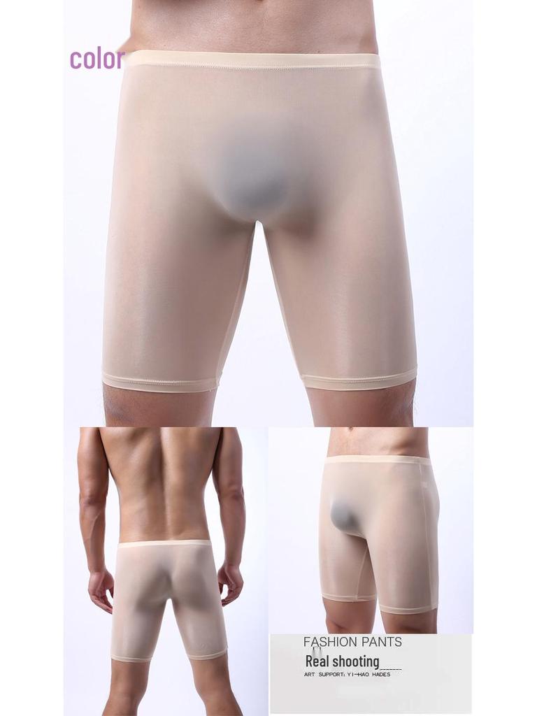 Ice Silk Men's Boxer Briefs - Solid Color Transparent Underwear