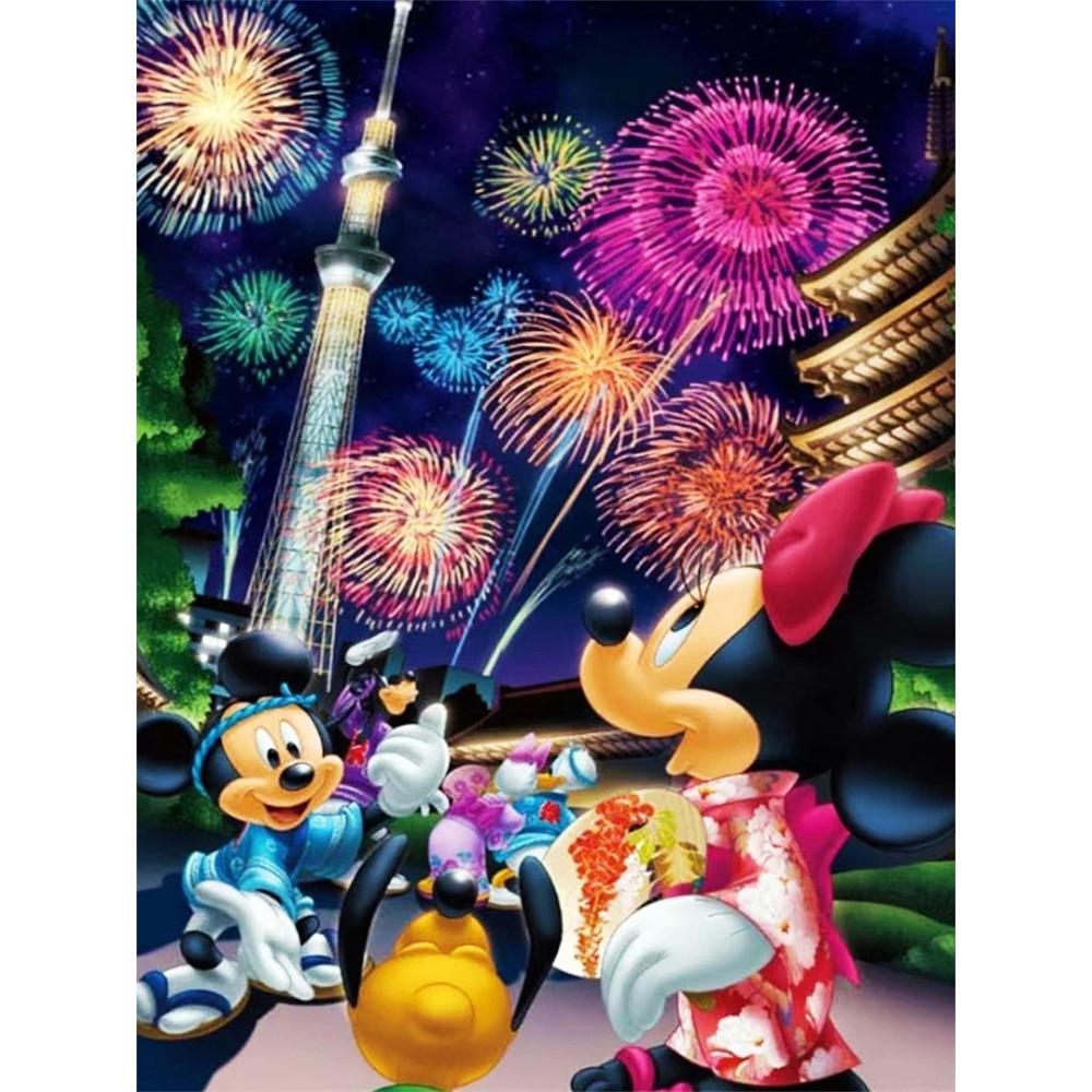 

Disney Diamond Painting Mickey Mouse Family Tokyo Summer Fireworks Festival Illustration 5D Diamond Painting Art Embroidery Cross StitchRoomDecoration Round 20x30cm