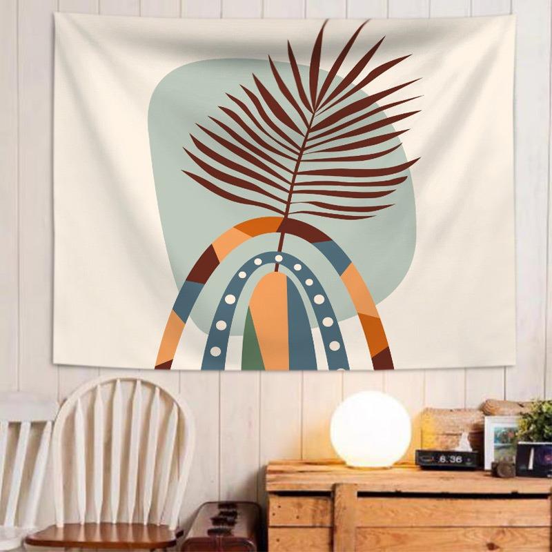 Boho Abstract Rainbow Tapestry Mid Century Sun Wall Hanging Geometric Polyester Wall Art for Living Room Bedroom Dorm Decor