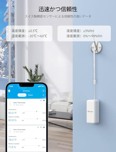 Govee WiFi Digital Wireless Thermometer and Hygrometer with High Accuracy, Alarm, Anomaly Notification, 3 Sensors, 1 Gateway, for Flu Prevention, Temp