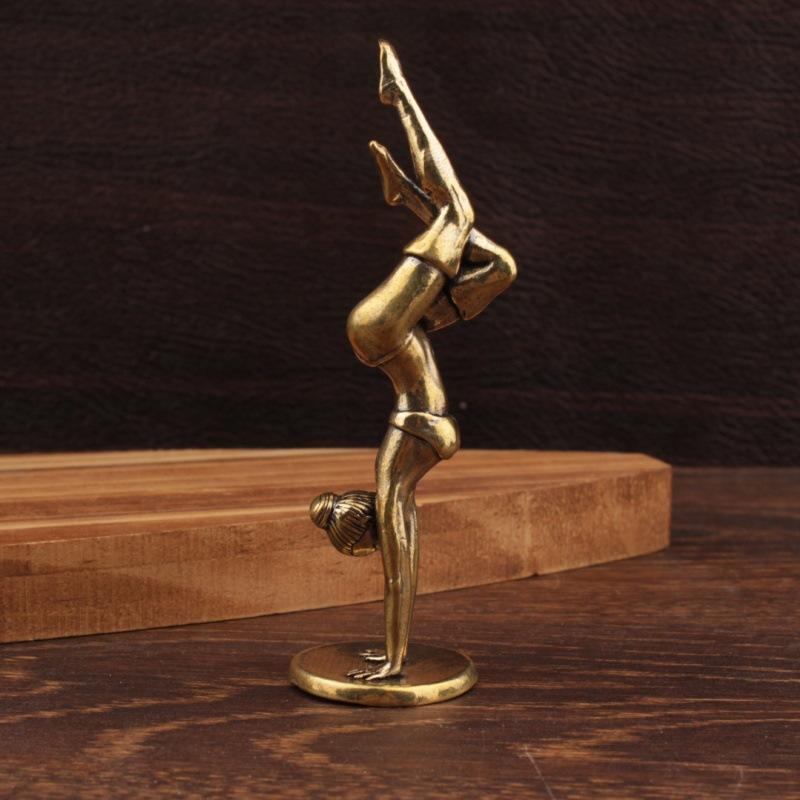 Handstand Yoga Goddess Brass Statue Spiritual Artisan Craft for Meditation Zen Home Office Decor Unique Gift