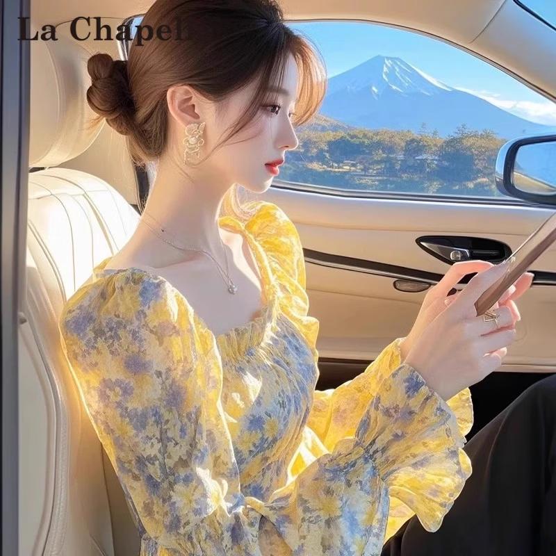 La Chapelle Women s Floral Print Flared Sleeve Blouse S