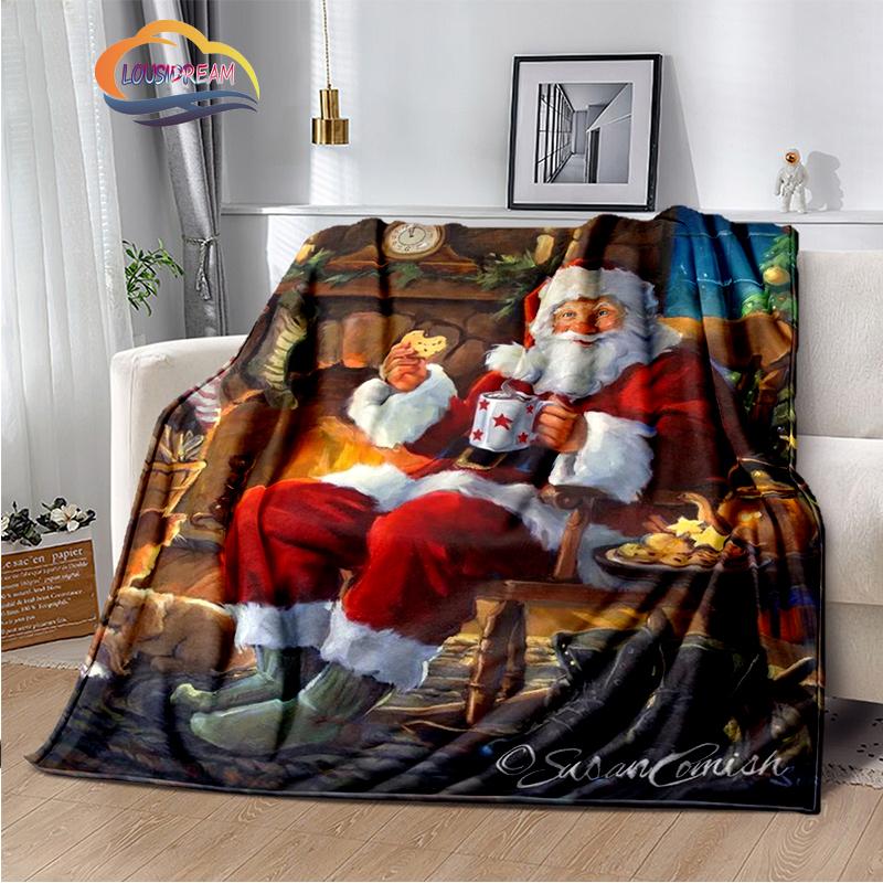 Merry Christmas Series Santa Blanket Flannel Warmth Soft Plush Sofa Bed Throwing