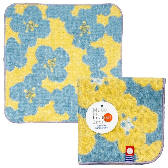 Nishio Imabari Towel Certified Hand Towel 3-Pack Made in Japan 100% Cotton 20cm Double Pile Floral Pattern Imabari Mini Towel Mint Pink
