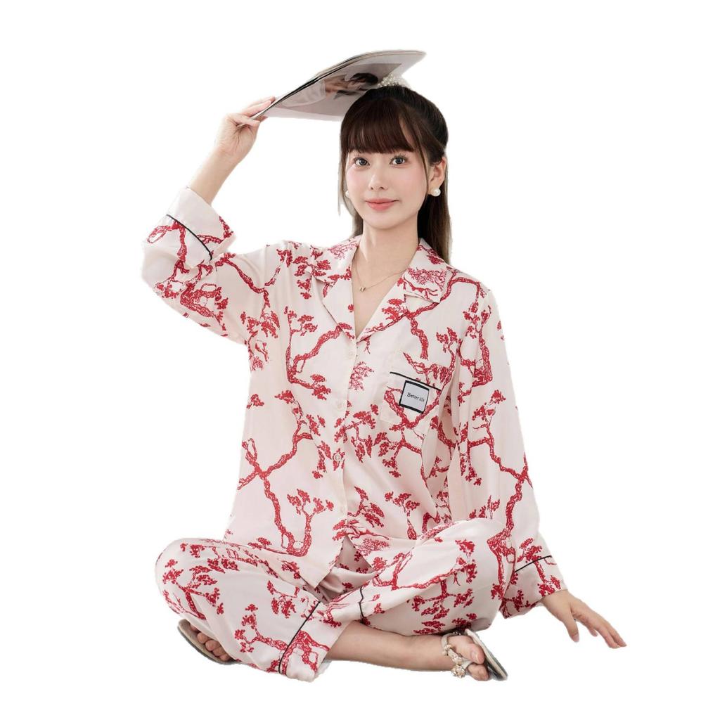 Girls' Ice Silk Pajama Set, Casual & Breathable, Two-Piece for Spring/Summer—Ideal for Home or Outdoors.