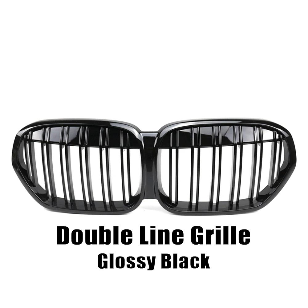XVIP Carbon Fiber Look Double Line Style Front Racing Grills For BMW X1 F48 LCI 2020-2022 All Black Diamonds Style Upper Grilles