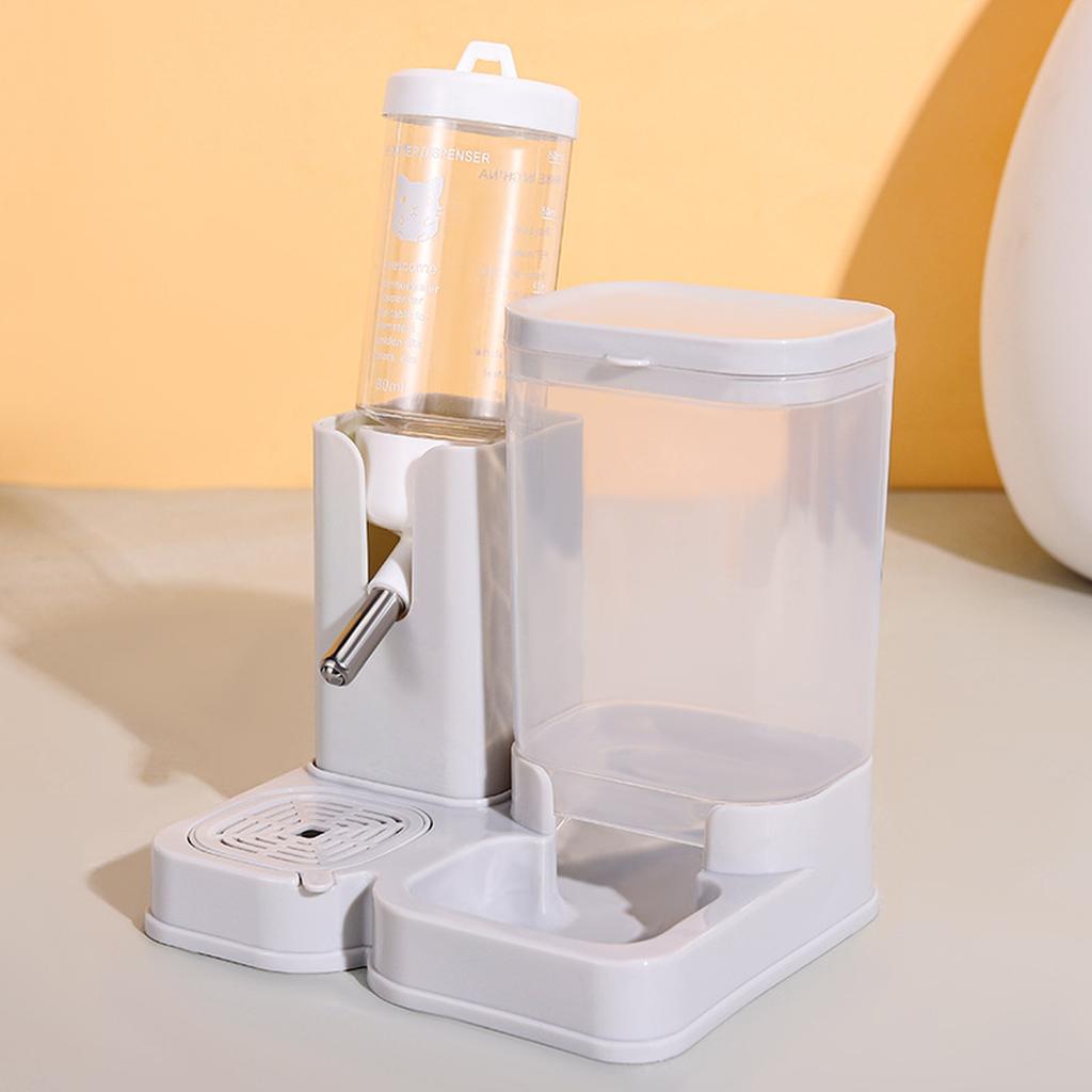 Leak-Proof Hamster Water Bottle & Automatic Feeder Combo, Transparent Food Dispenser with Stainless Steel Nozzle, Easy To Clean,Yellow
