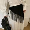 Cinturón Bufanda Larga Estrecha Boho Fajín Triangular con Borlas para Mujer Accesorio de Cintura Floral Retro para Vestidos Jeans