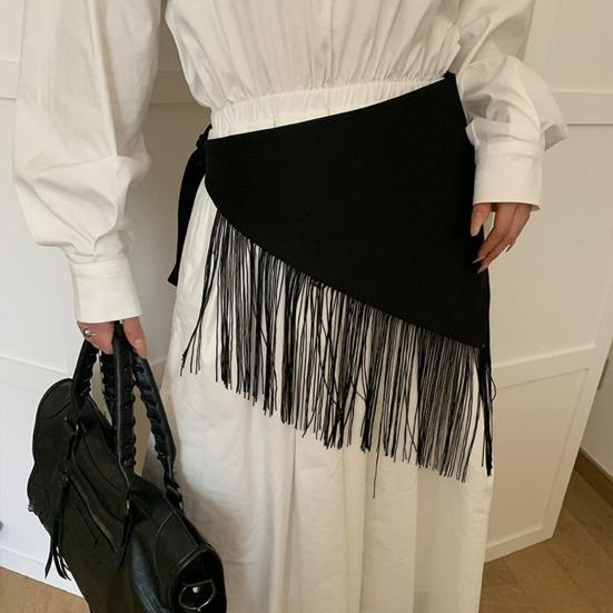 Cinturón Bufanda Larga Estrecha Boho Fajín Triangular con Borlas para Mujer Accesorio de Cintura Floral Retro para Vestidos Jeans