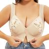 Gathered Plus Size Bra Vest Style Front Button Printed Underwear Push Up Bra