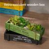 Retro Wooden Succulents Flower Pots, Balcony Potted Plant Rectangular Boxes Wood Succulents Succulents Arrangements