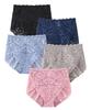 Nissen Regular Cotton Blend Stretch Lace Smoky Size 6L Women's Shorts, Deep-Length Shorts, 5-Pack, Color,