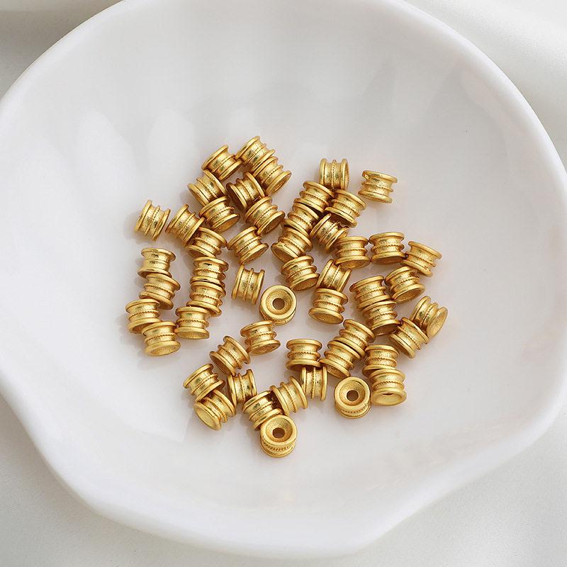 Pískové pozlacené drážkované korálky do válečku 4x6mm: Korálky pro rozestup pasových bubínků pro DIY ručně vyráběné korálkovací projekty