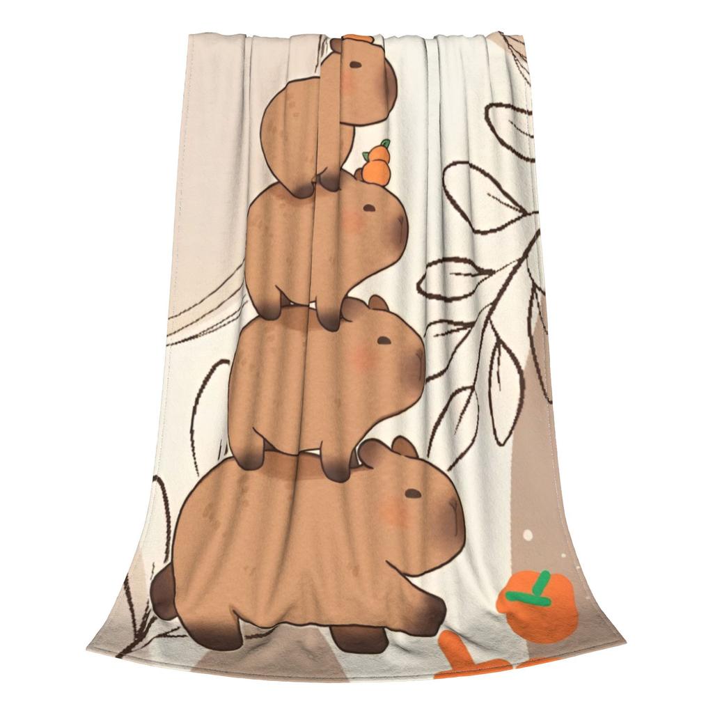 Kawaill Capybara Cartoon Blanket Multiple Sizes Super Soft Cozy  Throw Blankets for Sofa Couch and Bed