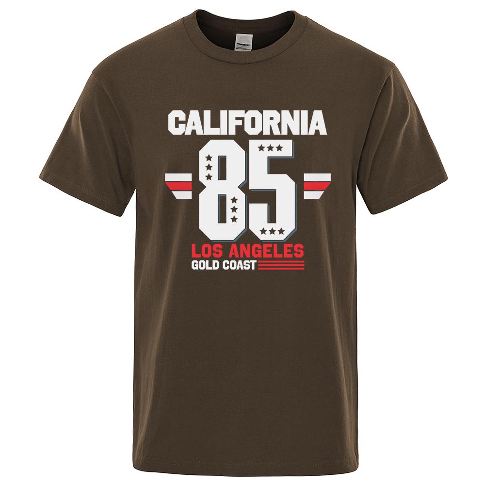 California 85 Los Angeles Gold Coast T-Shirt Casual Loose Tops Oversized Summer Tee Clothes Fashion Cotton Crewneck Men Clothes