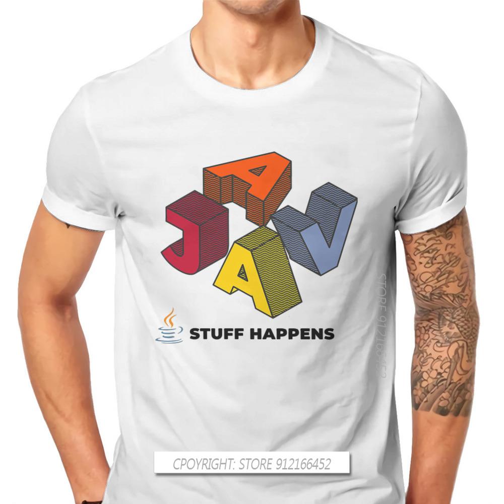 

Linux Operating System Tux Penguin Pure Cotton TShirt Java Stuff Happens Elegant T Shirt Oversize Men Clothes New Design - Me... S
