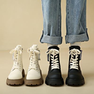 Thick-soled Martin Boots Women, Retro British Style Internet Celebrity Slim Short Boots Ins Tide 2025 Spring and Autumn New Batch