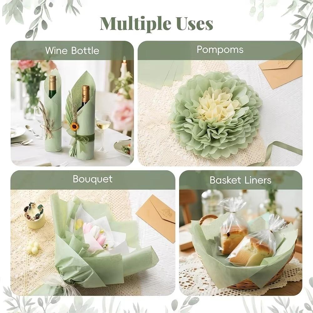 Sage Green Tissue Paper Solid Color Thin Wrap Paper Lightweight Gift Wrapping Paper Birthday