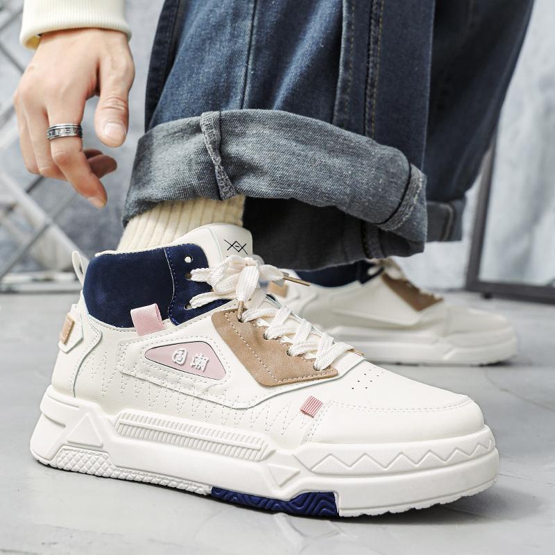 Fashion Platform Men Board Shoes Comfortable Casual Shoes High Top Walking Sneakers Breathable Lightweight Anti Slip Sport Shoes