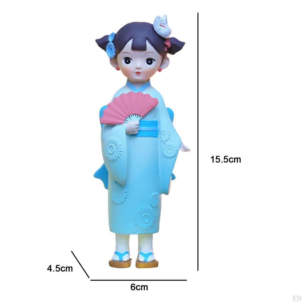 Asian Kabuki Figurine Japanese Kimono Geisha Doll Desktop Folk Ethnic Decoration Resin Statue