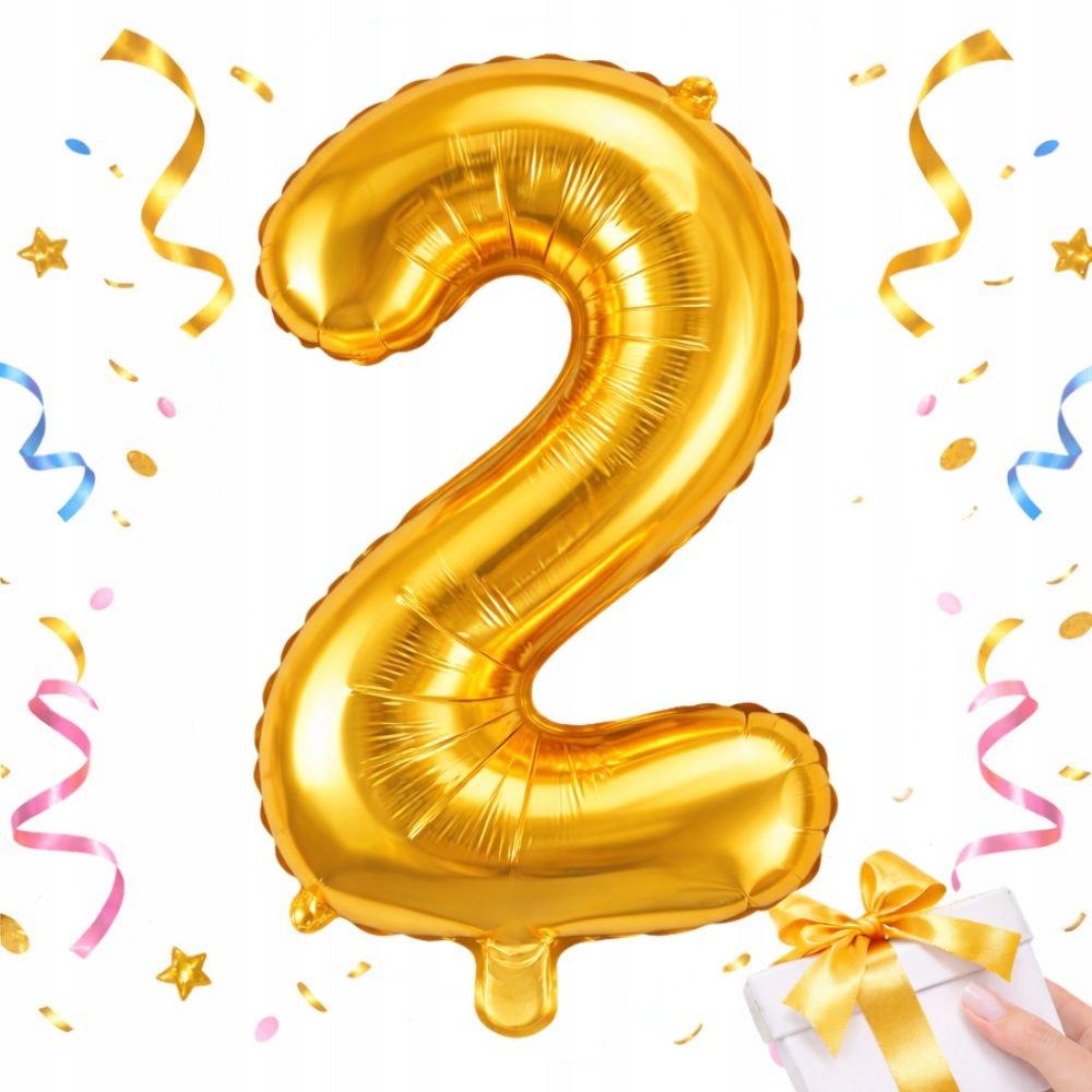 Number 2 Gold Foil Balloon 66cm Birthday Party Decoration Gold