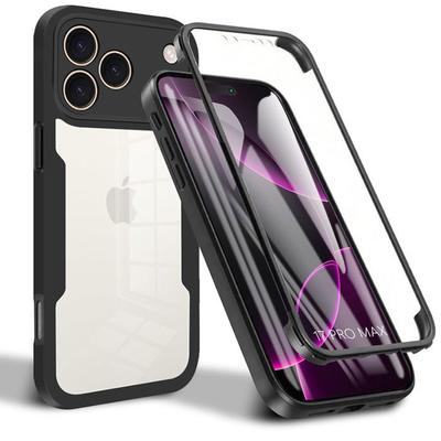 Schutzhülle - BOOLING - für iPhone 17 Pro Max - Hybrid Stoßfest - Transparent - Schwarzer Rand