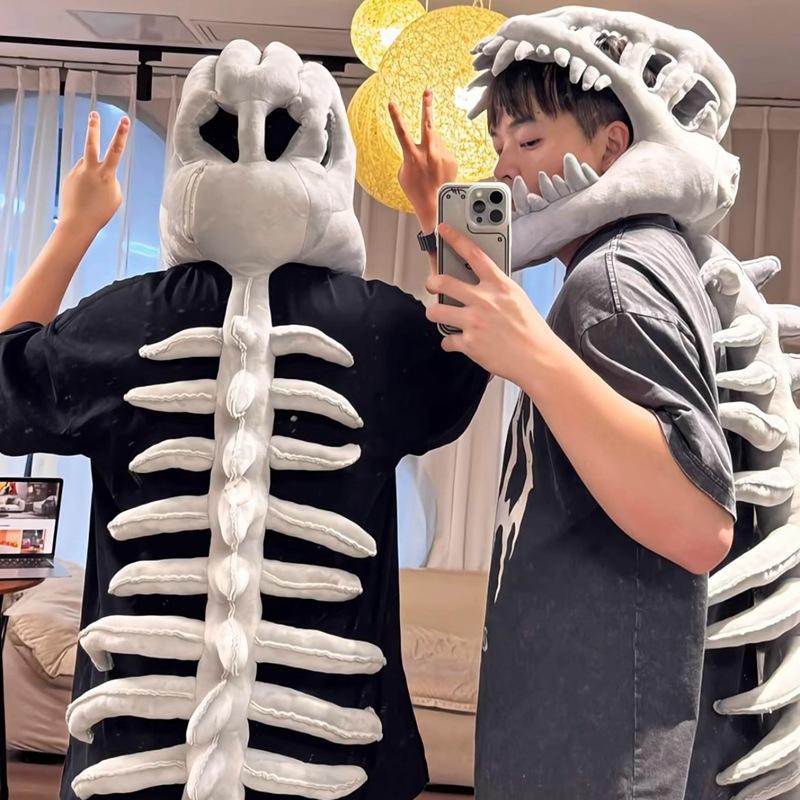 Dinosaur Skeleton Props Children Adult Kawaii Cute Wearable Mask Halloween Party Carnival Role Play Costume Funny Headdress