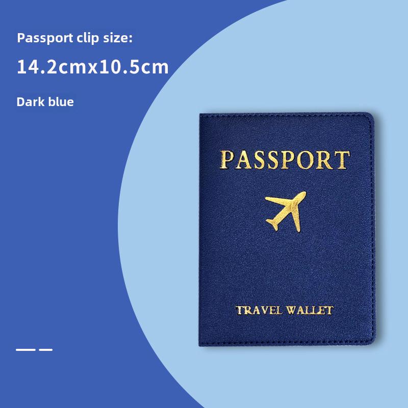 "PU Leather Luggage Tag & Passport Cover Set with Cross-Border Airplane Design"