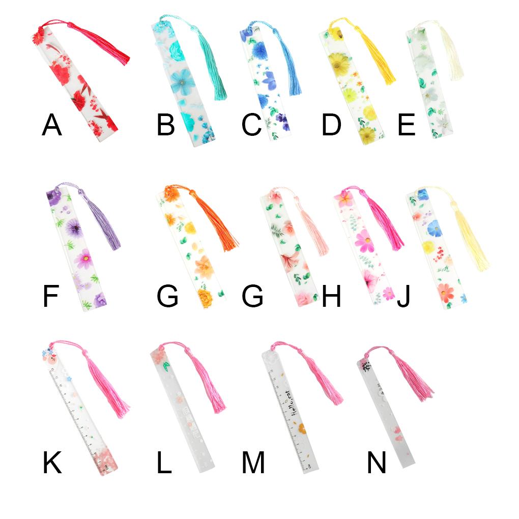 Resin Bookmarks Handmade Transparent Dried Flower Student Stationery School Supplies Ruler Bookmark for Women Adults Kids