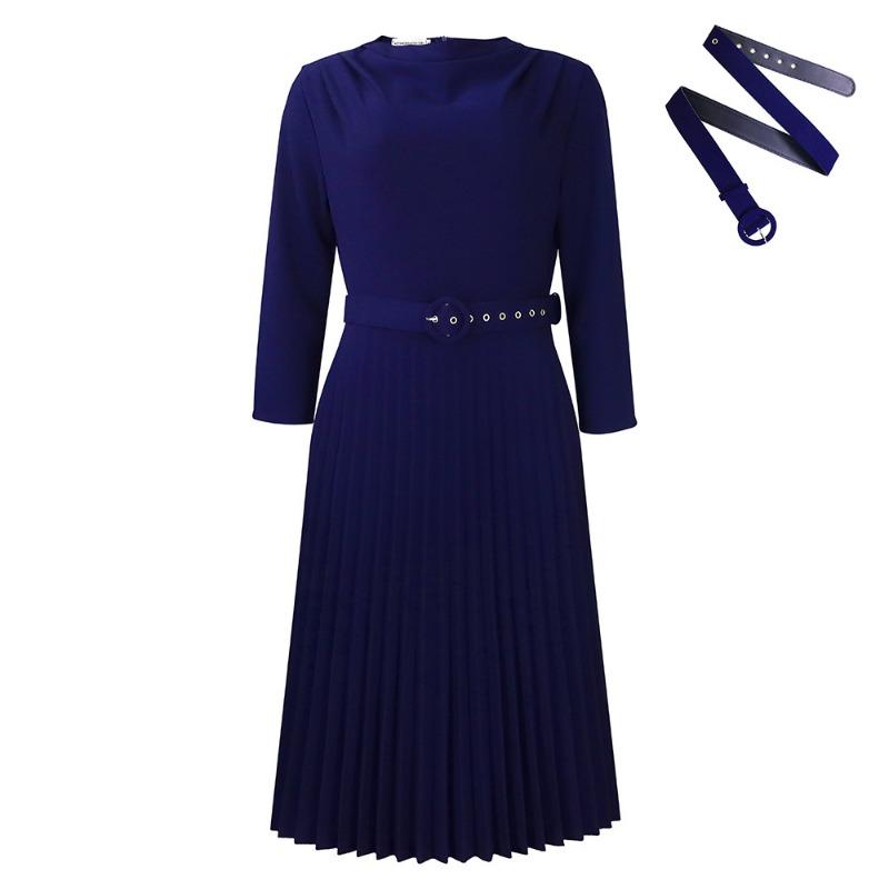 New Women's Clothing Fashion Temperament Elegant Pleated Skirt Elegant Solid Color Large Size Dress