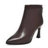 Fall/Winter New Women'S Genuine Leather Ankle Boots - Black Patent Pointed-Toe Stiletto Heel Booties With Rear Zipper