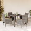 Vidaxl 5-Cz. Gartenmöbel-Set mit Kissen, Grau, Polyrattan