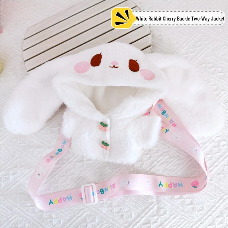 20cm Cotton Doll Set: Star, Cherry, Rabbit, Bear Dolls with Bag, Messenger Bag, and Plush Coat.