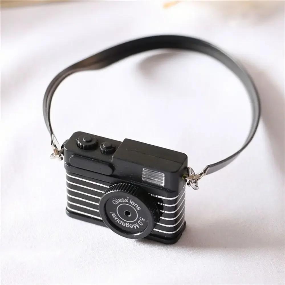 Multicolor Dolls Camera Shutter and Flash Plastic Dollhouse Camera Toys with Belt Miniature Camera 10/20cm Cotton Stuffed Doll
