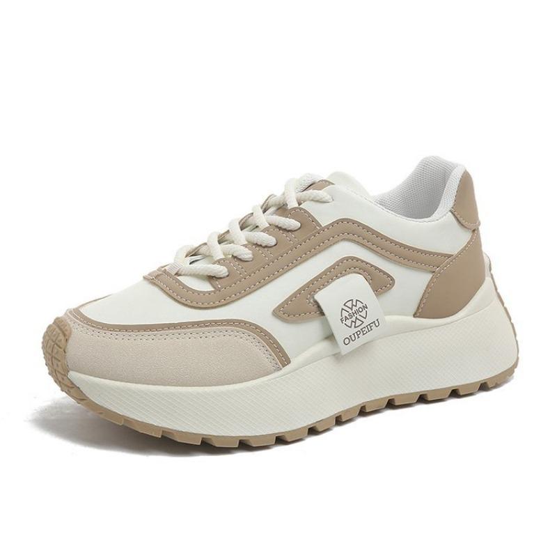 Taizhou platform running women's shoes street shooting fashion lace-up casual shoes campus style versatile color matching sports shoes women