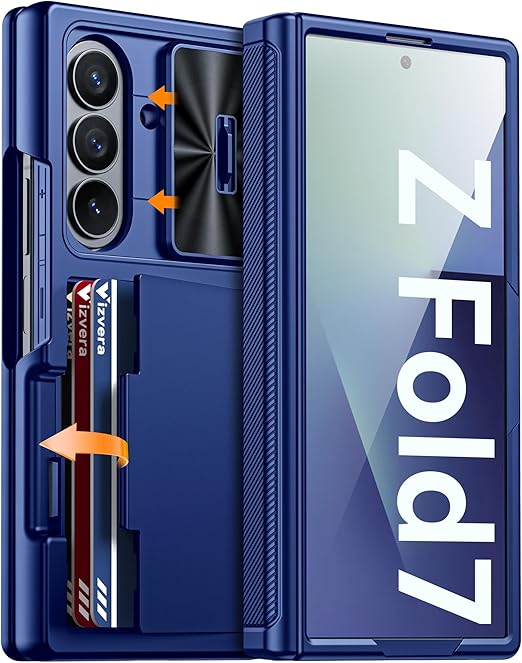 

Для Samsung Galaxy Z Fold 7 Чохол-гаманець RFID з тримачем для карток [Захист шарніра] [Захист камери] Ударостійкий силіконовий захисний чохол для телефону - Шампанське синій