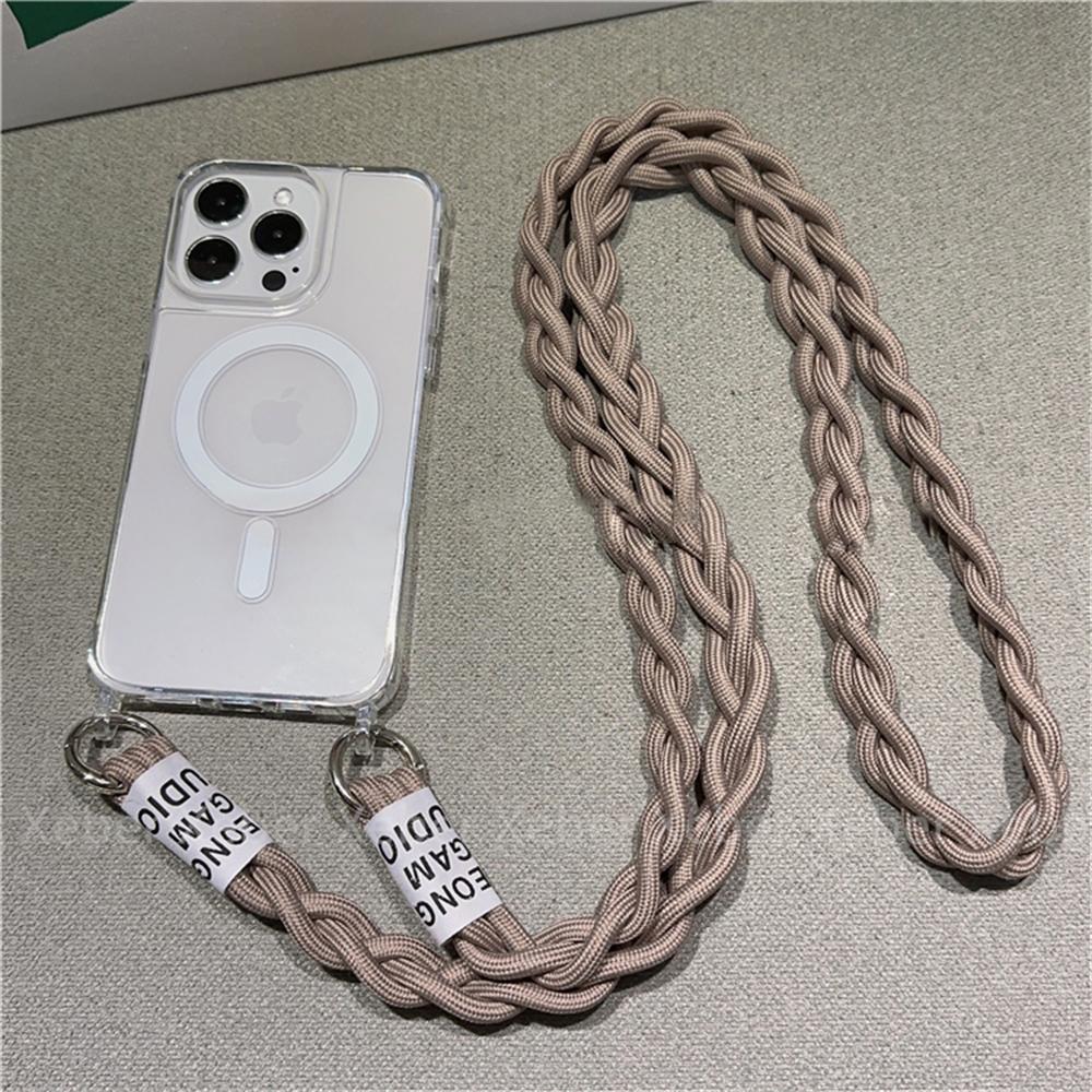 Crossbody Necklace Lanyard For Magsafe Magnetic Wireless Charging Case For iPhone 17 Air 16 15 11 12 13 14 Pro Max Clear Cover