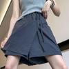 Women High Waist Cargo Skort Elastic Waist Casual Shorts With Pockets