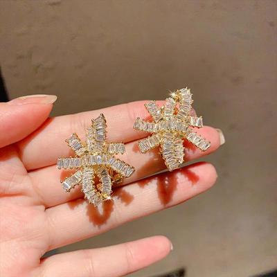 S925 Silver Needle Zircon Bow Earrings: Luxurious & Elegant Women's Wedding Studs