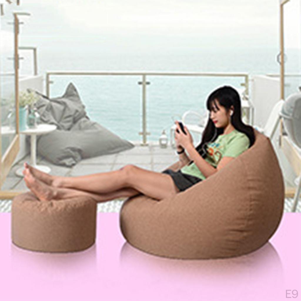 , Round Ottoman with Storage Cover for Pillows Toy Organizer